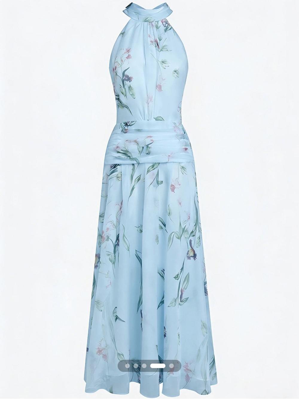 Halter Floral Maxi Dress in Light Blue - Picture 3 of 5